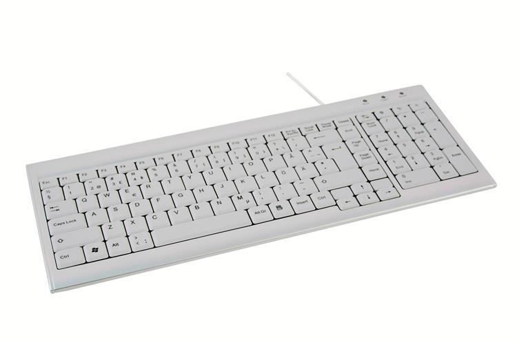 Utgått.....SpaceSaver tangentbord, silver,  Dansk