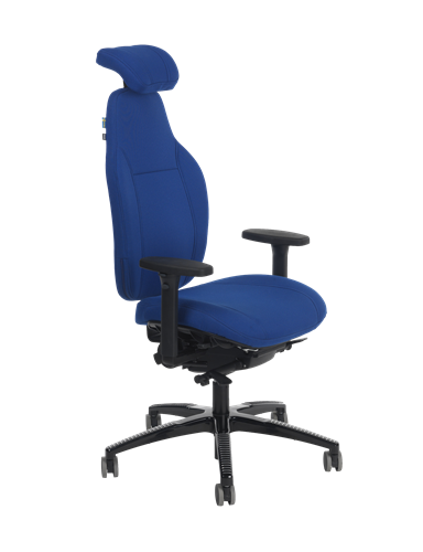 Anna1 kontorsstol, tyg: fighter, blå, metall: svart,  alla tillbehör