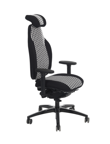 Anna1 kontorsstol tyg: atlantic sv/vit hundtand, metall: svart,  alla tillbehör