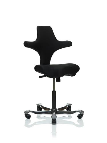 HÅG Capisco stol, tyg: fame svart,  metall: svart, gasspring 150 mm.