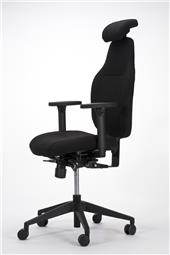 Anna2, kontorsstol.  tyg: light, svart.  kryss: plast, svart.   med nackstöd och armstöd.