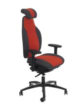 Anna kontorsstol, tyg: atlantic röd/grå, metall: svart,  alla tillbehör