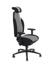 Anna1 kontorsstol tyg: atlantic sv/vit hundtand, metall: svart,  alla tillbehör